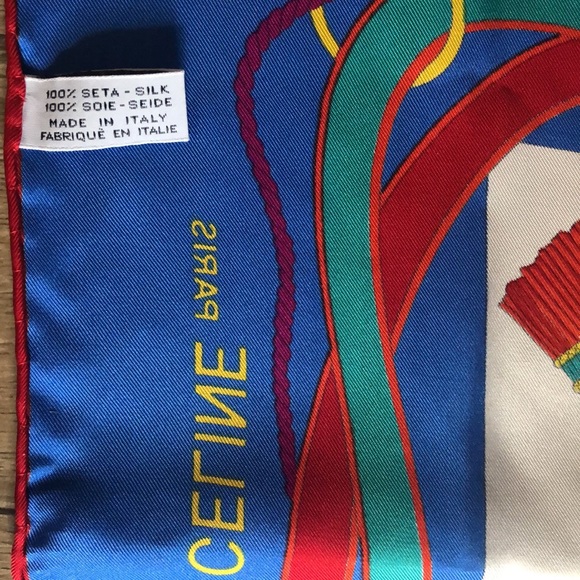 Celine Muliticolor Printed Scarf 100% Silk 34x34 - Picture 7 of 7
